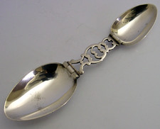 AMERICAN STERLING SILVER FOLDING MEDICINE SPOON MEDICAL DOCTORS ANTIQUE c1900