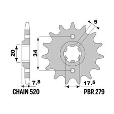 Sprocket PBR Z14 teeth step