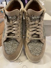 Jimmy Choo Miami Women's Glitter and suede Trainers Size 8