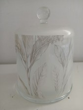   SATIN GLASS  Butter Keeper Cloche Bell Heavy 6 Inch Tall modern Floral Print 