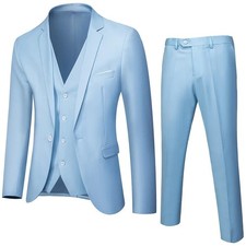 Men's Suits Two Buttons Slim Fit 3-Piece Suit Business Formal Jacket Pants Set