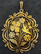 Vintage Gold Tone Damascene