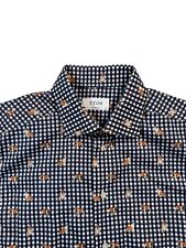 Eton Men’s Contemporary Dog Check Long Sleeve Shirt - Size Large 16.5