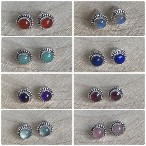 Natural gemstone stud - natural,