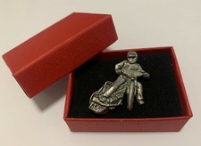 Grass track bike pewter pin - track,