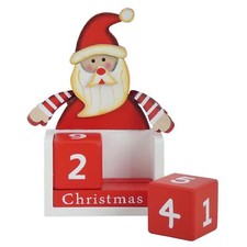 Christmas Countdown Perpetual Calendar - Wooden - Red & White Santa
