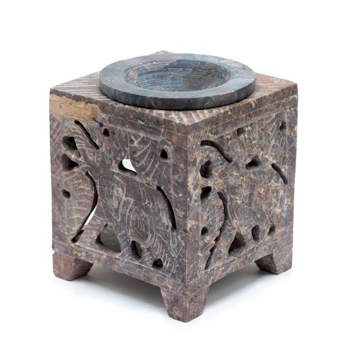 Square soapstone oil burner - square,