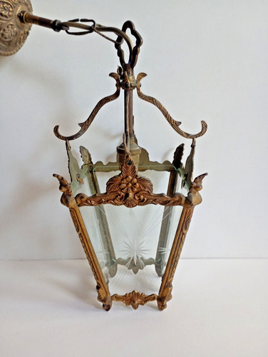 Vintage brass hall lantern - brass,