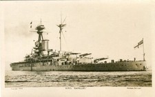 HMS Ramilles (1916) WWI WWII Royal Navy Revenge-class battleship RP postcard