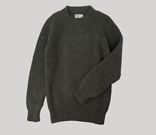 Chunky Shetland Wool Fisherman Crew Neck Jumper in Derby Grey
