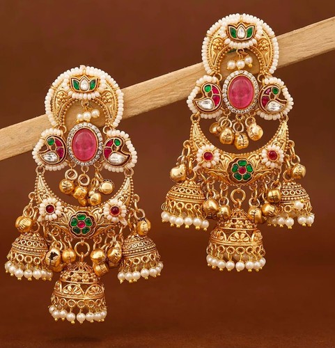 Premium gold jhumka earrings - jhumka,