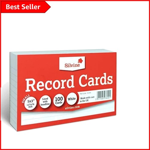 5x3 white record cards with - white,