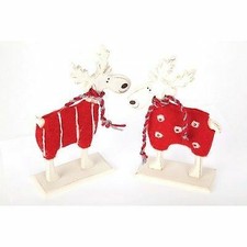 Wooden reindeer with outfits -