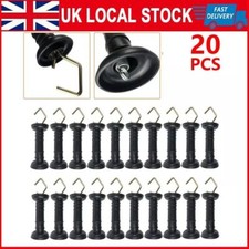 20 x Heavy Duty Electric Fence Arch Hook Gate Handle + Spring Inside Insulator
