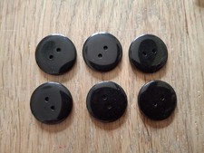 Sets of 6 Black Vintage 2 hole flat Buttons 22mm B99