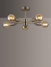 John Lewis Bistro Spoke 5 Arm Semi Flush Ceiling Light, Antique Brass Ex Display