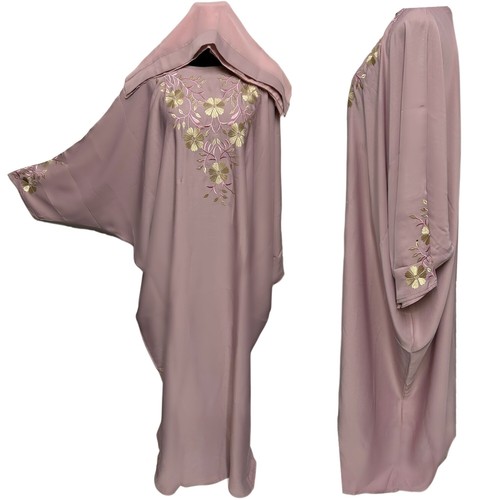 Women pink embroidery abaya - pink,