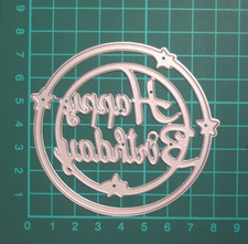 Round Happy Birthday Metal Die / Sentiment Circle Stars Craft Cutting Die Cutter