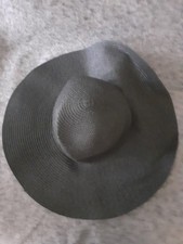 LADIES WOMEN'S BLACK 100% PAPER BLACK BAND WIDE BRIM SUN HAT UK ONE SIZE HT013