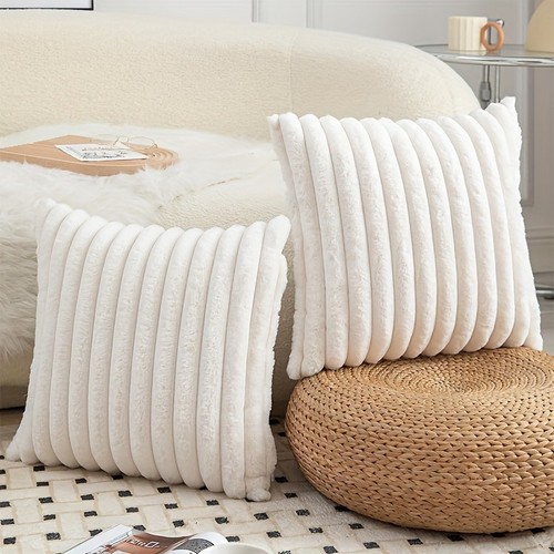 Faux rabbit fur cushion - faux,