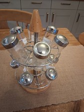 Carousel Spice Rack 12 Glass Bottles and Wooden base