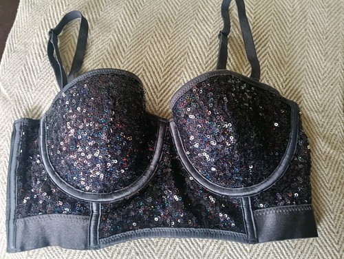 Ladies sparkly sequinned bra - ladies,