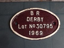 BR Mk2 Coach Plate Derby Works Worksplate Carriage Builders 30795 1969