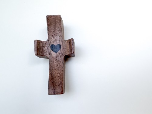 Cross heart wooden - heart,
