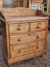Victorian Antique Pine Drawers Galleried Farmhouse Kitchen Bathroom Tray Top