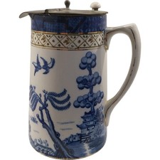 Booth's Real Old Willow Gilded Coffee Pot with Pewter Lid