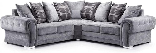 Dark grey suede corner sofa - suede,