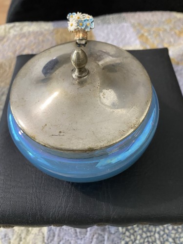 Vintage sugar bowl blue glass - -sugar,