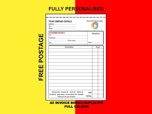 Personalised invoice books - a5,