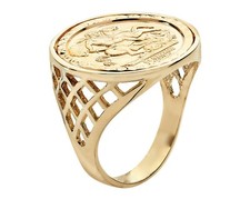 9ct Yellow Gold on Silver St George Coin Ring - ALL SIZES AVAILABLE inc LARGE