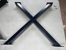 X Frame Cross Leg Dining Table Sets Bench Steel and Reclaimed Wood Industrial