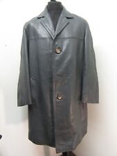 VINTAGE 50's GERMAN LEATHER TRENCH COAT JACKET SIZE L OR 48, SUPERB QUALITY