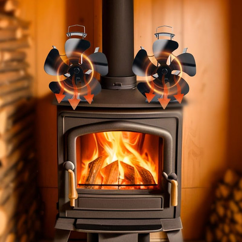 Blade heat powered fireplace - 5-blade,