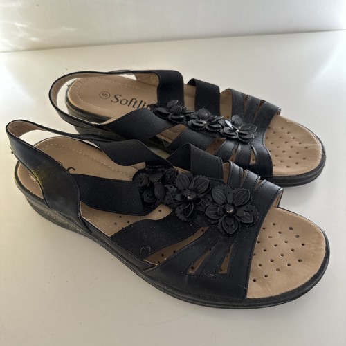 Softlites black floral sandals - floral,