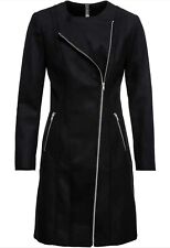 bonprix Black Wool Blend Zip Tailored Winter Coat *Select size*