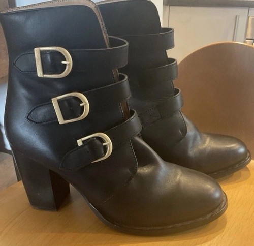 Topshop black leather buckled - topshop,