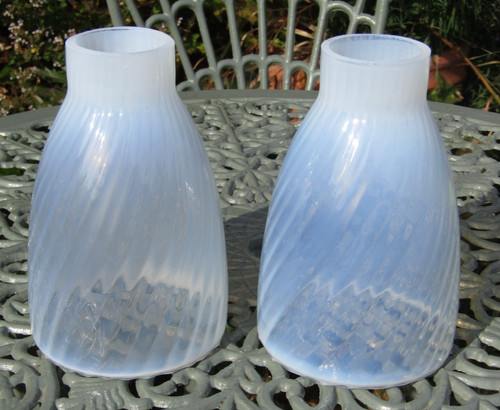 Pair antique vaseline - antique, glass