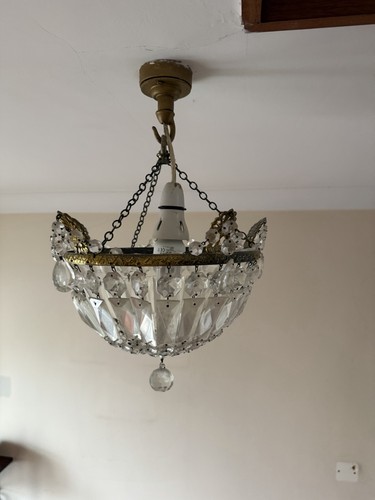 Antique brass crystal - antique, drop