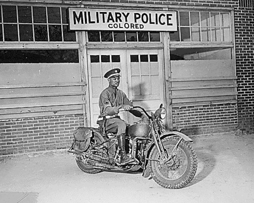 Wwii black on motorcycle - a,