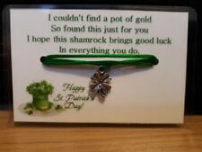 St Patricks Day - Cord Bracelet with Shamrock/Clover Charm & Poem