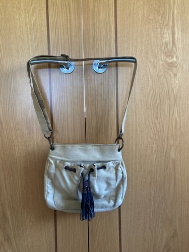 Sand beige canvas shoulder bag - sand,