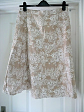 Brown Floral Skirt Ladies Size 16 Summer Holiday Unlined Cotton Designer Damart