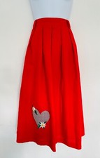 Vintage Skirt Red Stretch Midi