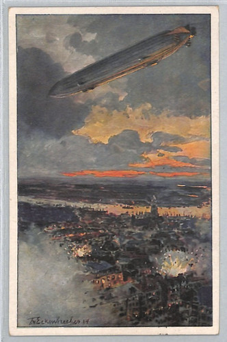 Zeppelin art ww1 postcard - zeppelin,