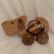 Wooden Wheeled 5 Inch Dog With