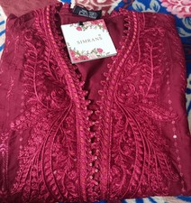 Maroon Embroidered Cotton